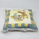 Ooak Handmade Cross Stitch Bambi Thumper   Flower Crochet Trim Pillow Nursery