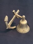 Bell  Anchor Ship Boat W bracket Brass Metal Clacker Wall Hanging Nautical Decor