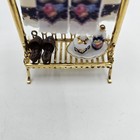 Dollhouse Miniature Brass Towel Stand Towels Slippers  Toiletries 1 12 Scale New