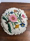 Vintage Handmade Crewel Embroidered Decorative  Pillow