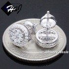 Men Women 925 Sterling Silver Bling Moissanite 9mm 3d Round Stud Earring me257