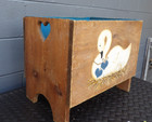Vintage Hand-painted Swan Wooden Toy Box 18  X 13  X15  High