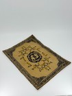 1950s Vtg Dollhouse Miniature Handmade Needlepoint Rug Tan  Blue  Black 1 12