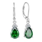 Lab Created Silver Pink Sapphire Pear Drop Dangle Earrings Leverback Bridal Gift