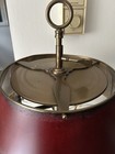 Vintage Bouillotte Brass Desk Table Lamp Red Metal Shade 3 Candles 2 Bulb