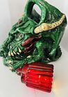 Vintage Dragon Statue  Figurine With Glass Glow Red Eyes  Early 1980   s  Rare  