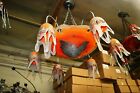 Signed Art Nouveau Style Hand Crafted Glass Chandelier Silvered Painting Coated
