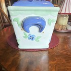 Pfaltzgraff  Ceramic Rectangular Floral Bread Box W  Lid Blue white green