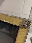 Vintage Pearlized Gold Swirl Enamel Picture Photo Frame Silver Trim Square 5 X 5