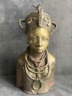 Vintage Original Pair Benin Oba King And Queen Bronze Castings 20lbs 16  Nigeria