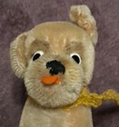 Vintage Steiff Mopsy Brown Mohair Plush Dog Original With Silver Button 1960s