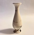 Vtg Swirl Ceramic Pottery Bud Vase 6 25  High Black Off White Marble-like Signed