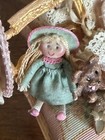Vtg Ann Anderson Mini Blond Girl Doll Dollhouse Miniature 1 12 In Chair W bear  