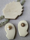 Vintage Signed Sandee Mother Of Pearl Inlay Necklace   Earrings Set - Tropical 
