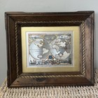 Nova Totivs Terrarvm Gold Foiled World Map Silvery Fantasy 13 5    X 11    Framed
