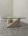 Vintage 1980s Wedge Shaped Tessellated Mactan Stone Coffee Table