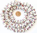 Ghana African Matched Egeshell White W  Red Eye Round Recycled Glass Trade Beads