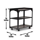 Industrial Rolling Bar Cart  Distressed Charcoal Finish With Stemware Rack