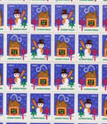 1963 Christmas Seals Full Stamp Sheet United States Snowman Cozy Home Winter