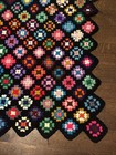Handmade Granny Square Crochet Blanket Afghan Colorful Vintage Style Throw 48x70