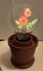 Vtg Aerolux Figurative Light Bulb  red Roses leaves   Brown Pot  Works