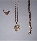 Vintage 14k 10k Rose Gold Necklace Charm Bracelet Earrings Set Flower Lot Scrap