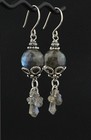 Gray Labradorite And Sterling Silver Long Clustered Earrings