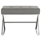 Home Collection Micha Modern Glam Cream Tufted And Silver Steel Ottoman