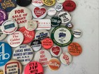 Big Lot 1960s - 80s Vintage Mixed Buttons Pins Pinbacks  Ads Thriftway Travel