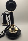Vintage 1973 Deco-tel Black Plastic Candlestick Rotary Dial Telephone  Tested  