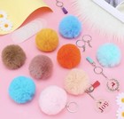  50 Pcs Colorful Poms Keychains  2 4inch Fluffy Ball Faux Fur Keyring Pom Gold