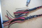 Biker Whip Getback Ultimate Whip Black   Red  Spikes No Casing And Small Skulls