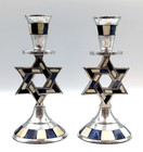 Pair Of Shabbat Star Of David Mosaic Made In India Candle Holders