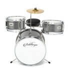 Open Box - 3-piece Junior Drum Set - Complete Mini Beginner Kit -silver