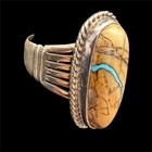Vtg Native American Royston Ribbon Turquoise And Silver Ring Size 7 Signed Tg