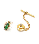 14k Yellow Gold Green Jade Spider Arachnid Insect Tie Tack  1 0 Grams