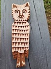 Vintage Hand Carved Wooden Owl Figure Plaque Wall Hanging Boho Decorative Statue