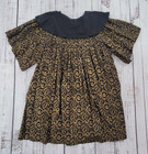 The African Village Black Gold Flourish Print Collared Dashiki Bubu Top Osfm
