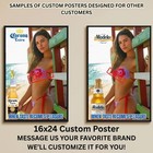 Sexy Pinup Girl Custom Alcohol Poster Any Beer Whiskey Tequila Vodka Brand   262
