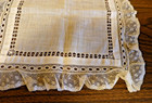 Vintage Linen And Lace  Wedding Handkerchief  --9 5 