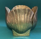 Mcm Seashell 10  Planter Pot Brass Nice Patina Seashore Nautical Large Stunning 