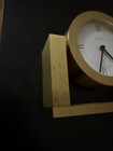 Tiffany   Co Swiss Desk Clock Brass Rotating Stand Roman Numeral Quartz