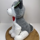 Fao Schwarz Husky 12  Stuffed Animal Plush Christmas Red Bow New