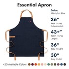 Essential Apron - Lightweight Cotton Canvas Kitchen Apron With Pockets   Towe   