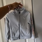 Puma Baby Full Zip Basic Jacket Gray Solid Logo Pockets Cotton 3t