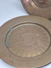 Antique Middle Eastern Islamic Copper Mamluk Tray Hanging Plate Lot Of 3