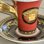 Authentic Versace Rosenthal Medusa Red Coffee Cup With Saucer  0 18 L 