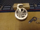 Antique vintage Miller Champion 6 Lever Push Key Pancake Padlock W key    222