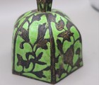 Antique Chinese Mandarin Qing Green Enamel Bell Jade  Handle Signed China