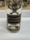 Georges Briard Name Your Poison 8 Highball Glasses 22k Vtg Skulls Mcm Barware Rx